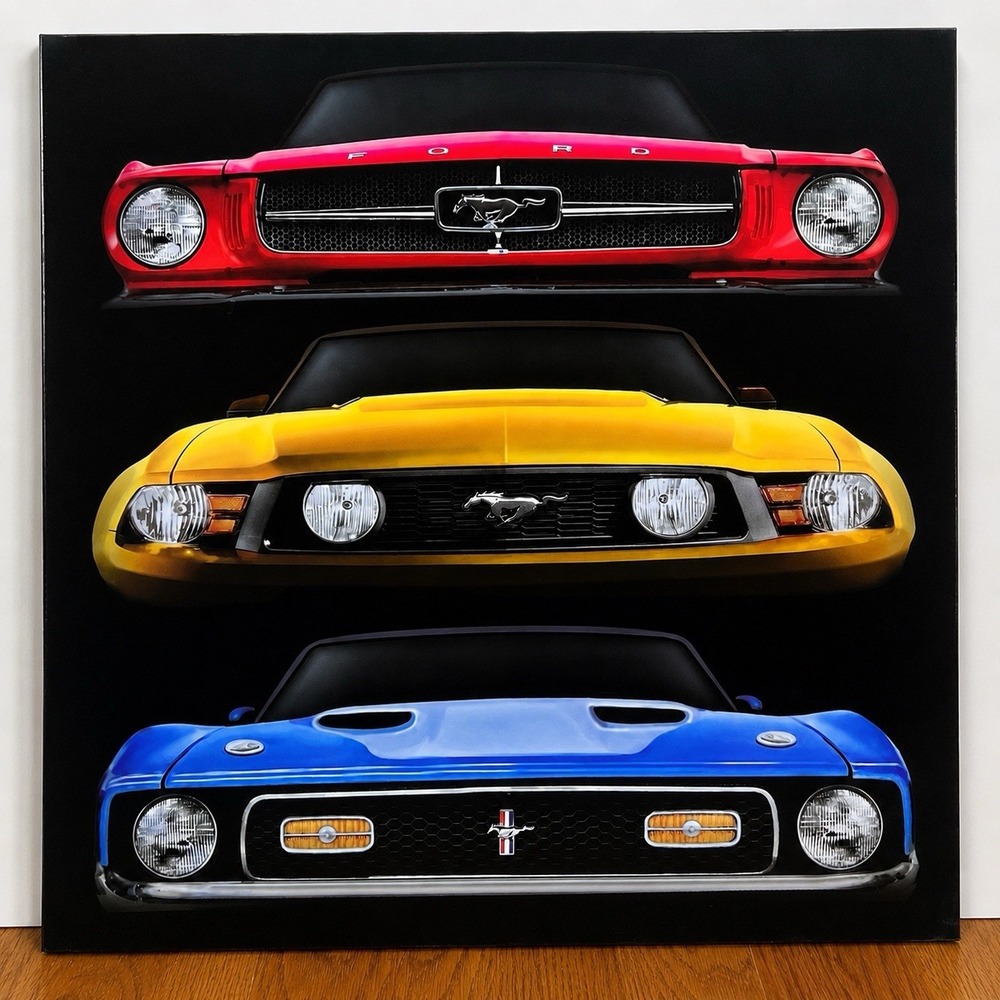 Ford Mustang Front End Canvas Wall Art 22x22 Open Road Licensed Car Garage Decor